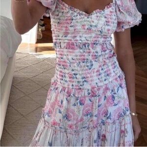 Hemant & Nandita Kati Drop Waist Smocked Mini Dress